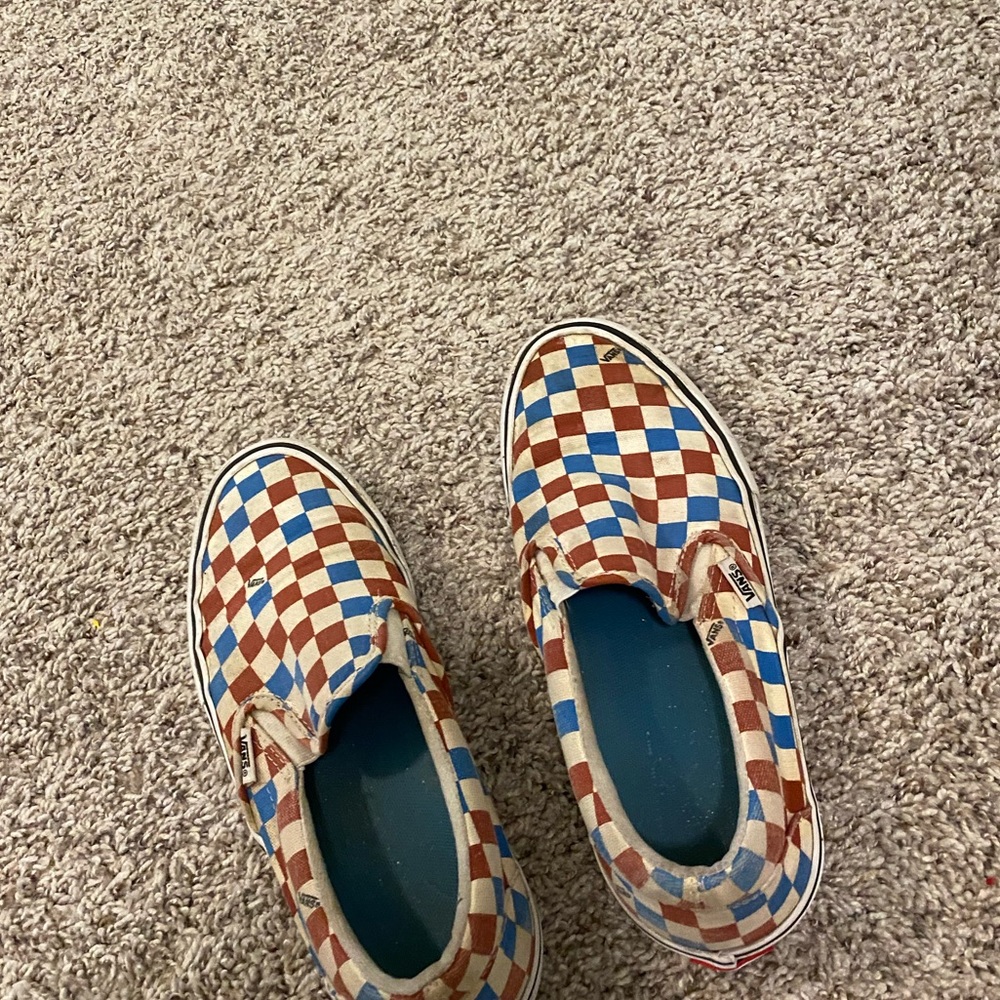 exclusive red and blue checkered vans